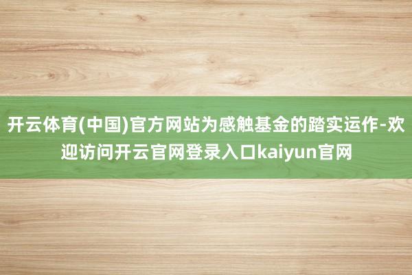 开云体育(中国)官方网站为感触基金的踏实运作-欢迎访问开云官网登录入口kaiyun官网