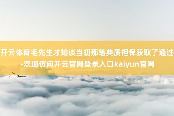 开云体育毛先生才知谈当初那笔典质担保获取了通过-欢迎访问开云官网登录入口kaiyun官网